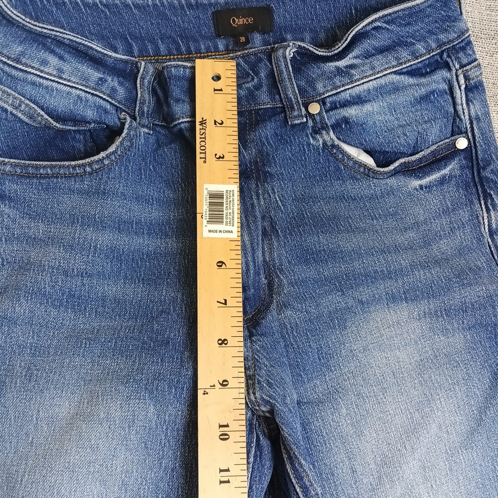 Quince Wide Leg Jeans Womens 28 Blue Excellent Organic Cotton Blend High Rise - Picture 6 of 8